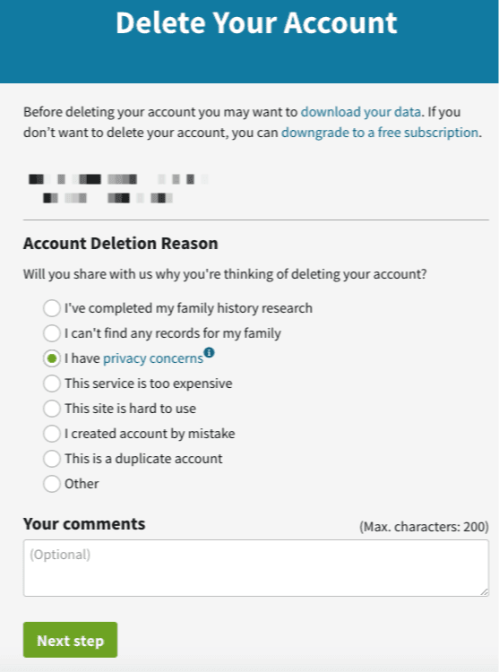 Ancestry Com Opt Out How To Remove Your Personal Info 2020 Guide   Ancestry.com Delete Account Form 