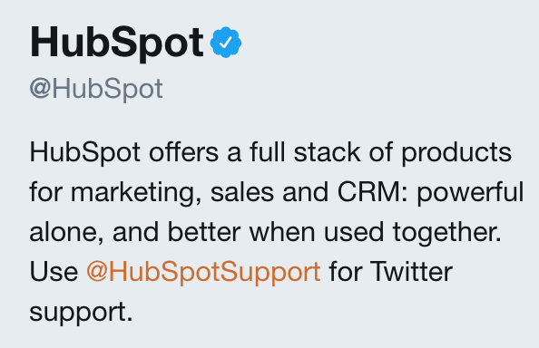 HubSpot Twitter bio screenshot