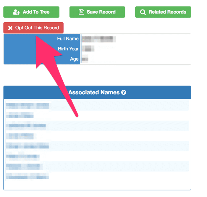 Last step to opt out of FamilyTreeNow